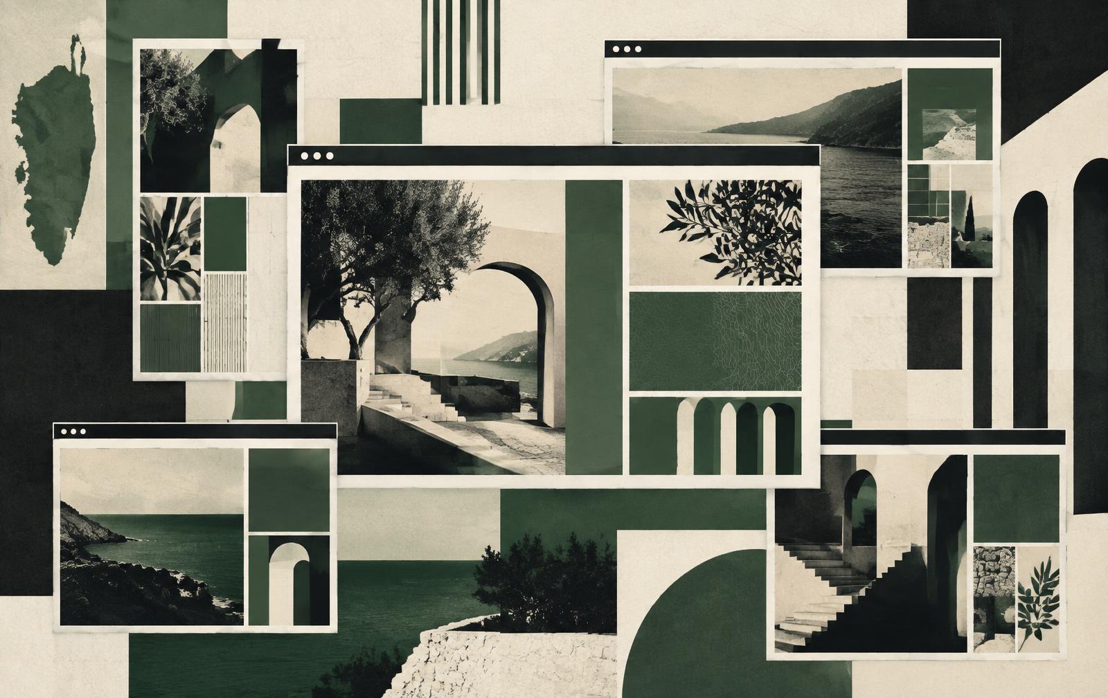 Exploration de design web : plusieurs pages inspirées des paysages corses